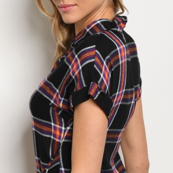 NWT Casual Plaid Short Sleeve Dress - Picture 5 of 5